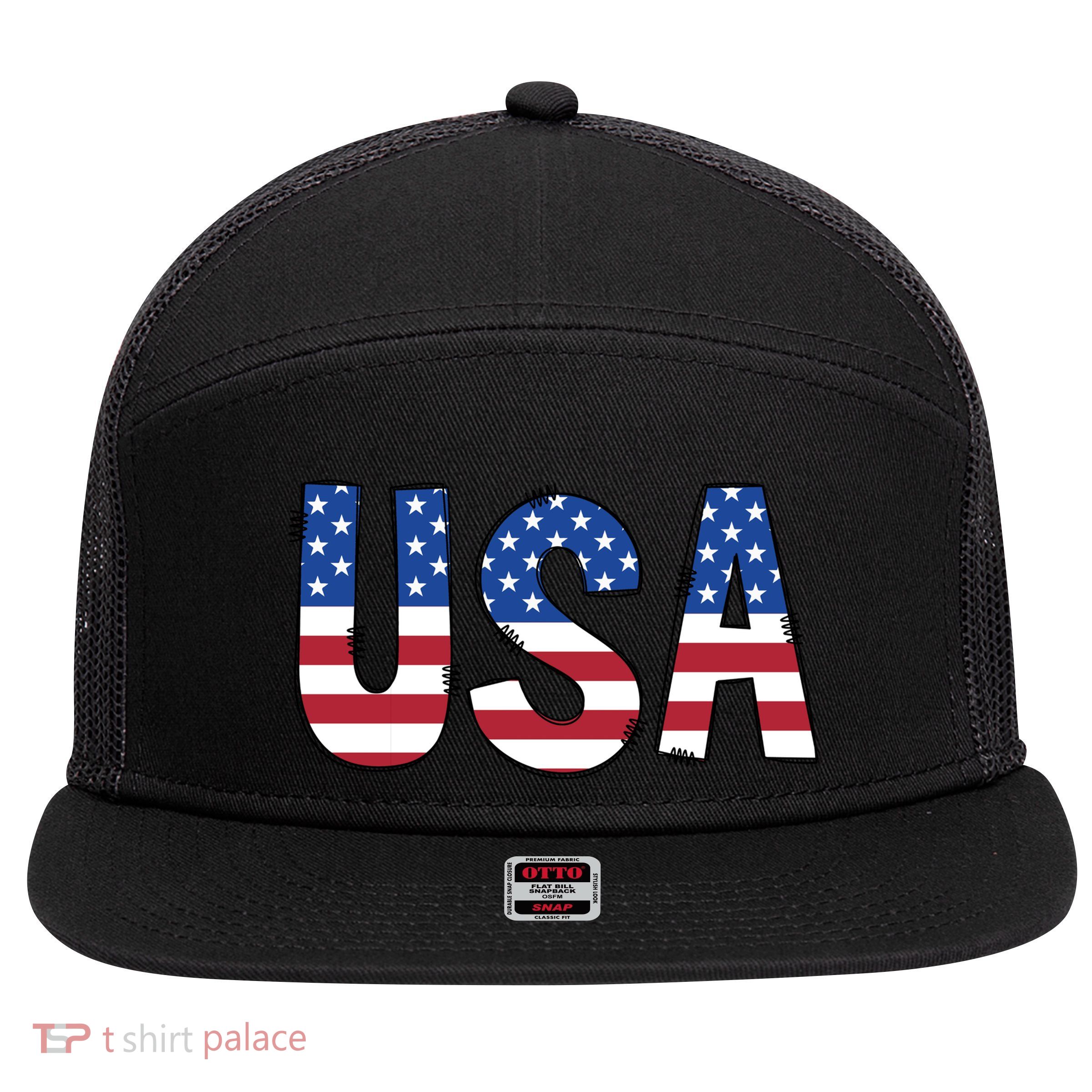 Usa 4th Of July Independce Day 7 Panel Mesh Trucker Snapback Hat