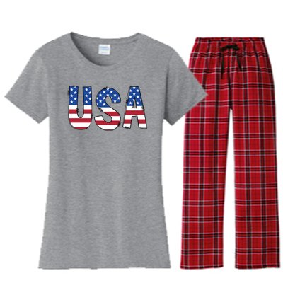 Usa 4th Of July Independce Day Women's Flannel Pajama Set