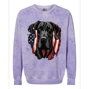 USA 4th Of July Great Dane On Patriotic American Great Dane Colorblast Crewneck Sweatshirt