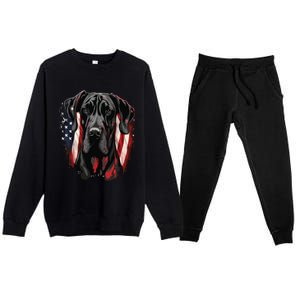 USA 4th Of July Great Dane On Patriotic American Great Dane Premium Crewneck Sweatsuit Set