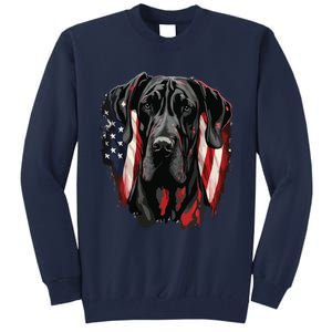 USA 4th Of July Great Dane On Patriotic American Great Dane Tall Sweatshirt