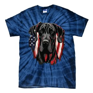 USA 4th Of July Great Dane On Patriotic American Great Dane Tie-Dye T-Shirt