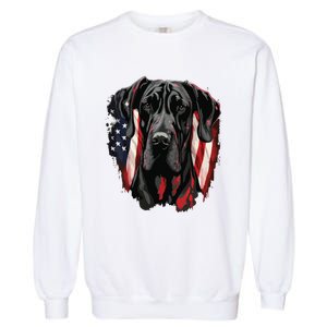 USA 4th Of July Great Dane On Patriotic American Great Dane Garment-Dyed Sweatshirt