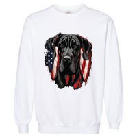 USA 4th Of July Great Dane On Patriotic American Great Dane Garment-Dyed Sweatshirt