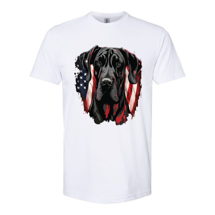 USA 4th Of July Great Dane On Patriotic American Great Dane Softstyle CVC T-Shirt