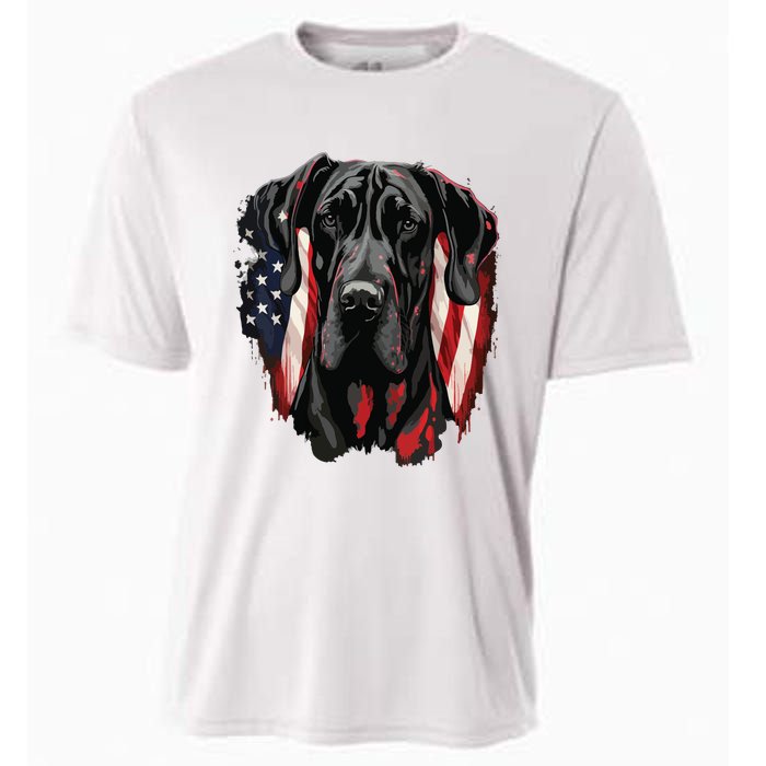 USA 4th Of July Great Dane On Patriotic American Great Dane Cooling Performance Crew T-Shirt