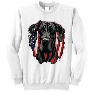 USA 4th Of July Great Dane On Patriotic American Great Dane Sweatshirt