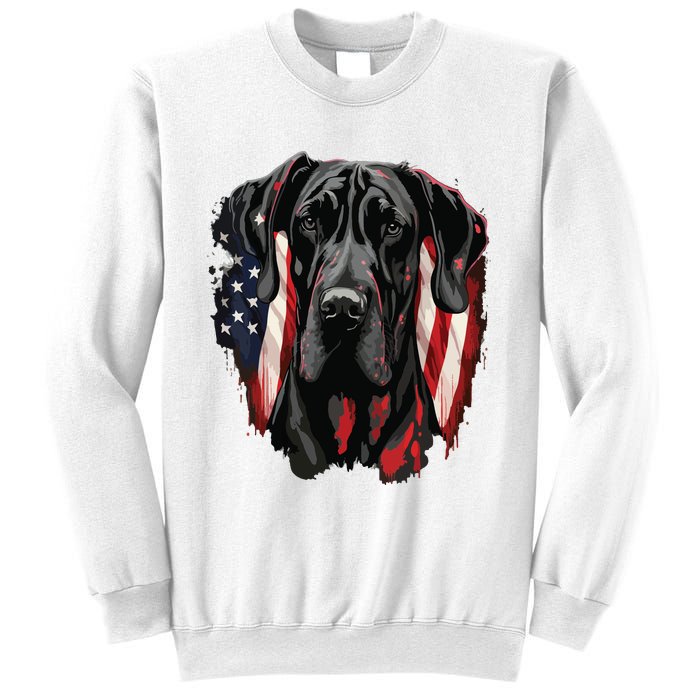 USA 4th Of July Great Dane On Patriotic American Great Dane Sweatshirt