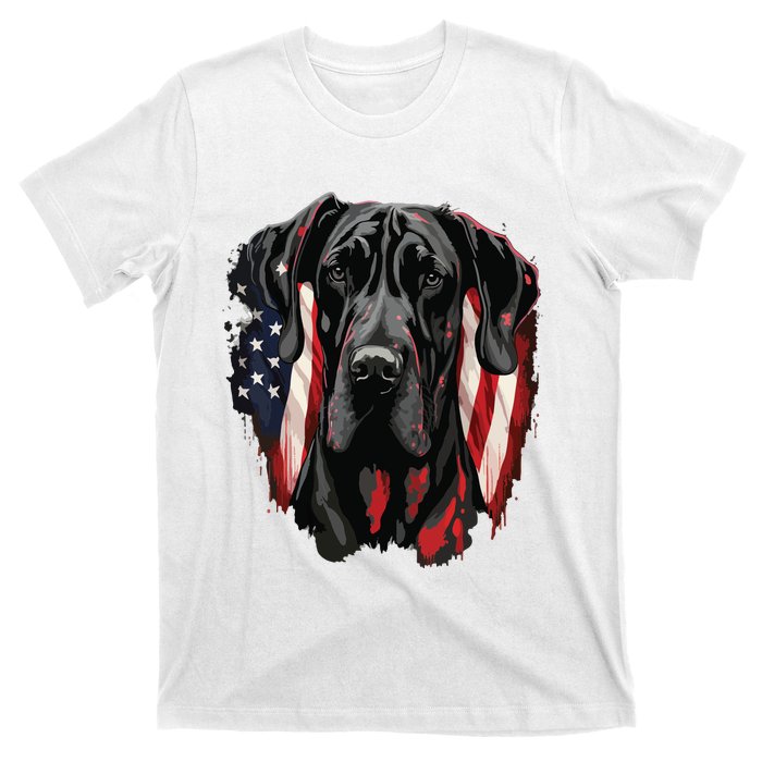 USA 4th Of July Great Dane On Patriotic American Great Dane T-Shirt