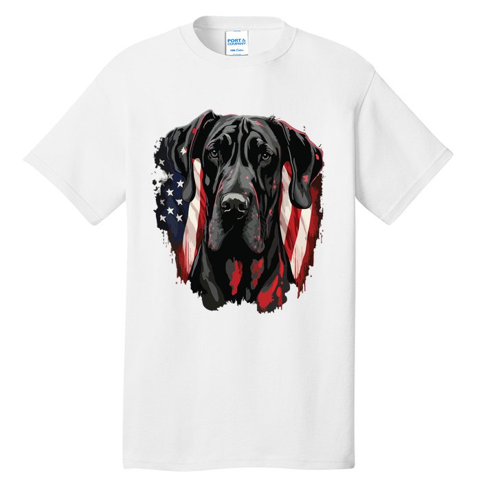 USA 4th Of July Great Dane On Patriotic American Great Dane Tall T-Shirt