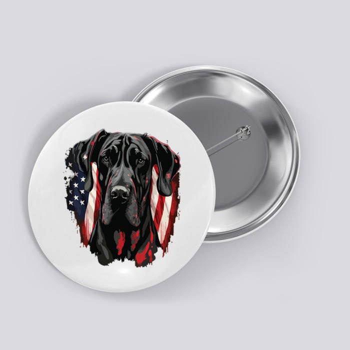 USA 4th Of July Great Dane On Patriotic American Great Dane Button