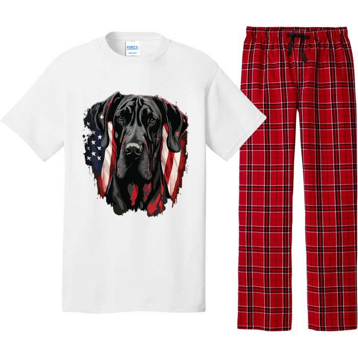 USA 4th Of July Great Dane On Patriotic American Great Dane Pajama Set