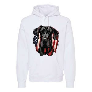 USA 4th Of July Great Dane On Patriotic American Great Dane Premium Hoodie