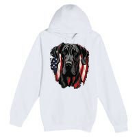 USA 4th Of July Great Dane On Patriotic American Great Dane Premium Pullover Hoodie