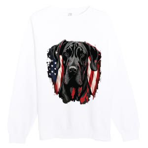 USA 4th Of July Great Dane On Patriotic American Great Dane Premium Crewneck Sweatshirt