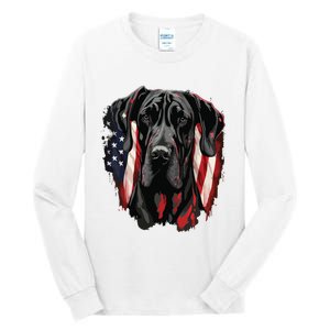 USA 4th Of July Great Dane On Patriotic American Great Dane Tall Long Sleeve T-Shirt