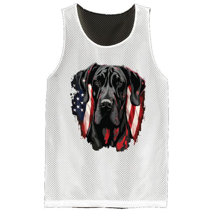 USA 4th Of July Great Dane On Patriotic American Great Dane Mesh Reversible Basketball Jersey Tank