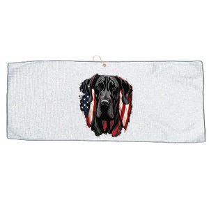 USA 4th Of July Great Dane On Patriotic American Great Dane Large Microfiber Waffle Golf Towel