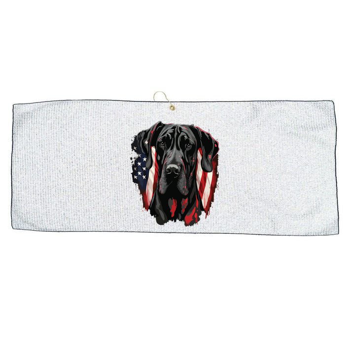 USA 4th Of July Great Dane On Patriotic American Great Dane Large Microfiber Waffle Golf Towel