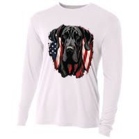 USA 4th Of July Great Dane On Patriotic American Great Dane Cooling Performance Long Sleeve Crew