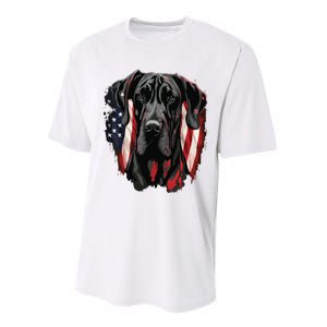 USA 4th Of July Great Dane On Patriotic American Great Dane Performance Sprint T-Shirt