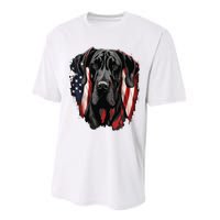 USA 4th Of July Great Dane On Patriotic American Great Dane Performance Sprint T-Shirt