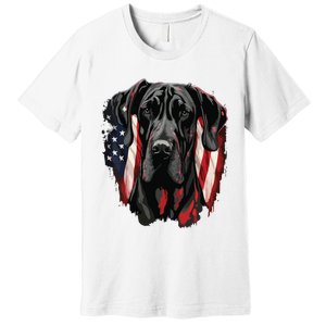 USA 4th Of July Great Dane On Patriotic American Great Dane Premium T-Shirt