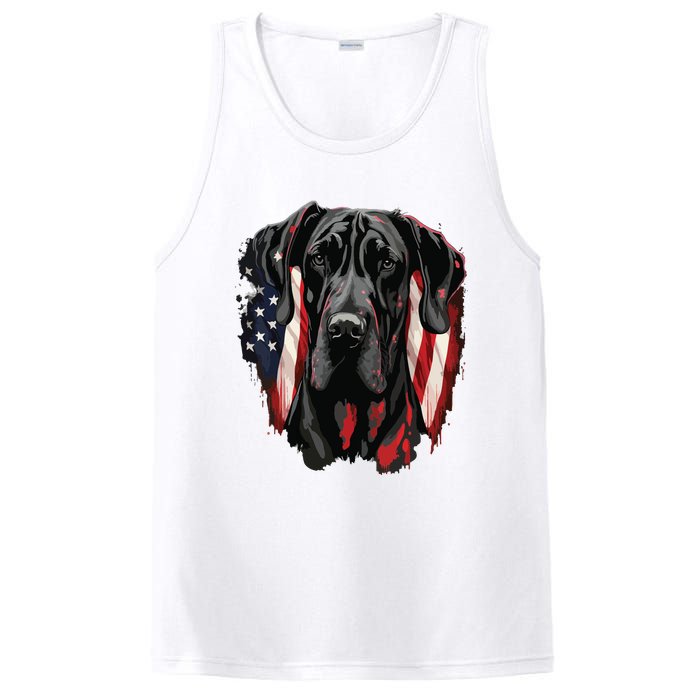 USA 4th Of July Great Dane On Patriotic American Great Dane PosiCharge Competitor Tank