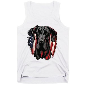 USA 4th Of July Great Dane On Patriotic American Great Dane Tank Top