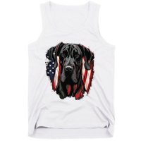 USA 4th Of July Great Dane On Patriotic American Great Dane Tank Top