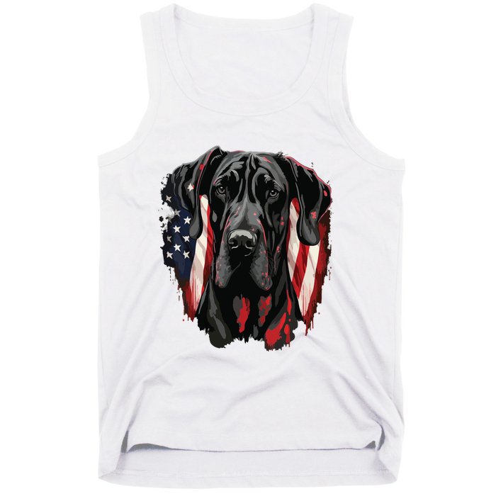 USA 4th Of July Great Dane On Patriotic American Great Dane Tank Top