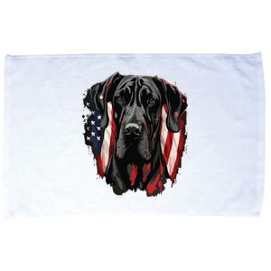 USA 4th Of July Great Dane On Patriotic American Great Dane Microfiber Hand Towel