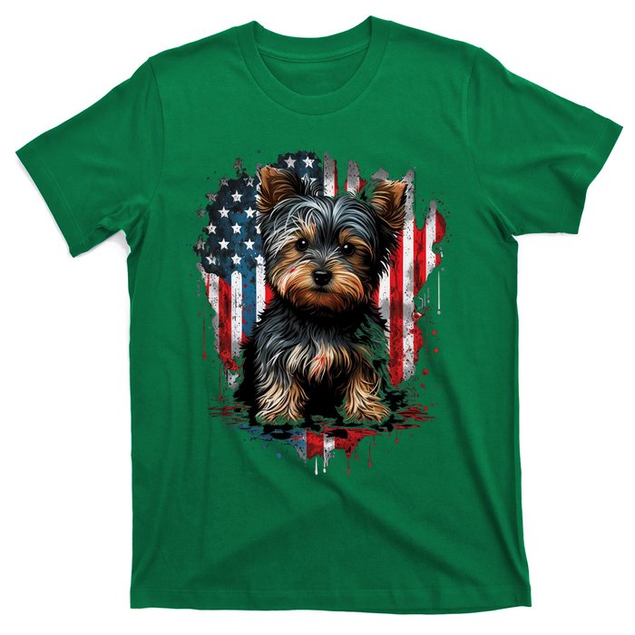 Usa 4th Of July Patriotic American Yorkshire Terrier T-Shirt