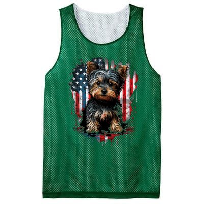 Usa 4th Of July Patriotic American Yorkshire Terrier Mesh Reversible Basketball Jersey Tank