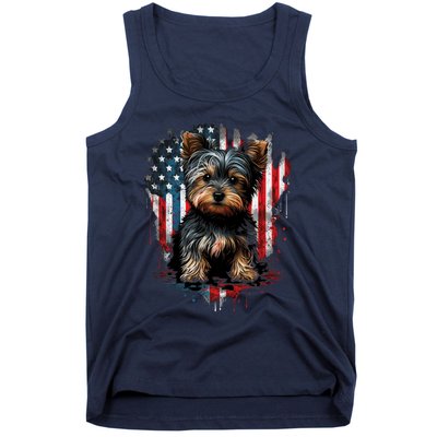 Usa 4th Of July Patriotic American Yorkshire Terrier Tank Top