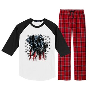 USA 4th Of July Great Dane On Patriotic American Great Dane Raglan Sleeve Pajama Set