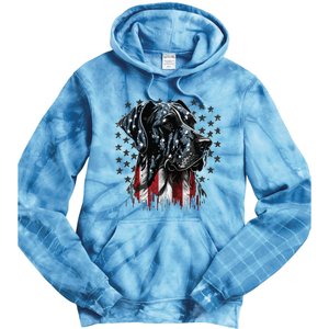 USA 4th Of July Great Dane On Patriotic American Great Dane Tie Dye Hoodie