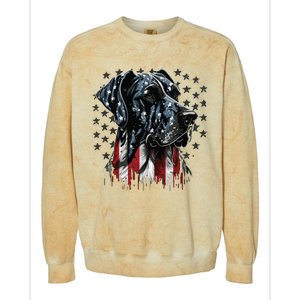 USA 4th Of July Great Dane On Patriotic American Great Dane Colorblast Crewneck Sweatshirt