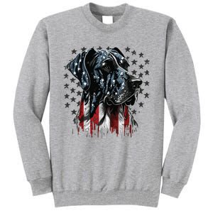 USA 4th Of July Great Dane On Patriotic American Great Dane Tall Sweatshirt