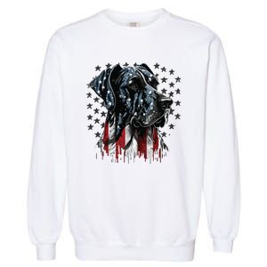 USA 4th Of July Great Dane On Patriotic American Great Dane Garment-Dyed Sweatshirt