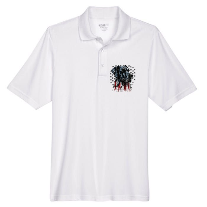 USA 4th Of July Great Dane On Patriotic American Great Dane Men's Origin Performance Pique Polo