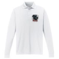 USA 4th Of July Great Dane On Patriotic American Great Dane Performance Long Sleeve Polo