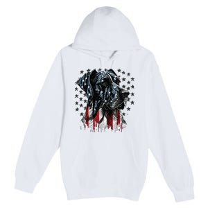 USA 4th Of July Great Dane On Patriotic American Great Dane Premium Pullover Hoodie