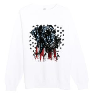 USA 4th Of July Great Dane On Patriotic American Great Dane Premium Crewneck Sweatshirt