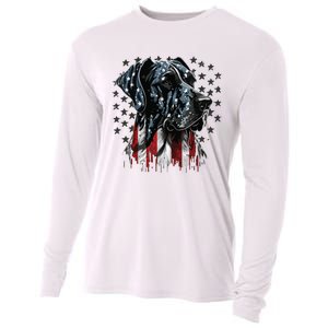 USA 4th Of July Great Dane On Patriotic American Great Dane Cooling Performance Long Sleeve Crew