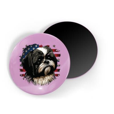 USA 4th Of July Shih Tzu On Patriotic American Shih Tzu Magnet