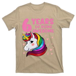 Unicorn 6th Birthday Unicorn 6 Years Of Being Awesome T-Shirt