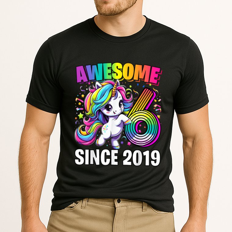 Unicorn 6th Birthday 6 Year Old Unicorn Party Performance Shirt
