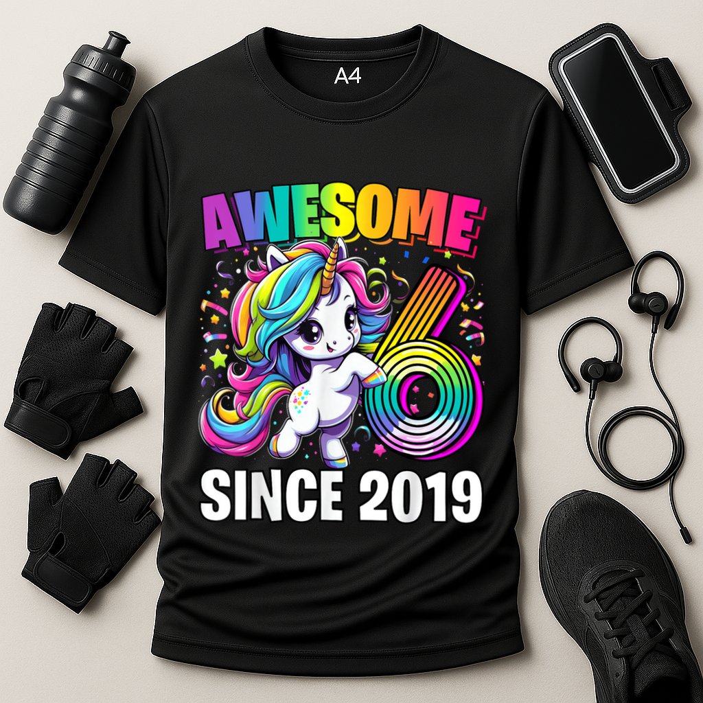 Unicorn 6th Birthday 6 Year Old Unicorn Party Performance Shirt