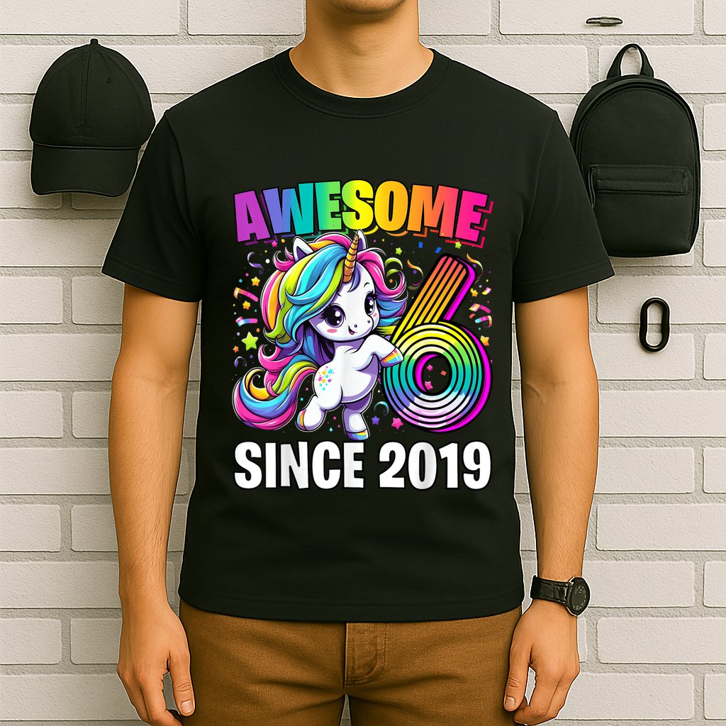 Unicorn 6th Birthday 6 Year Old Unicorn Party T-Shirt